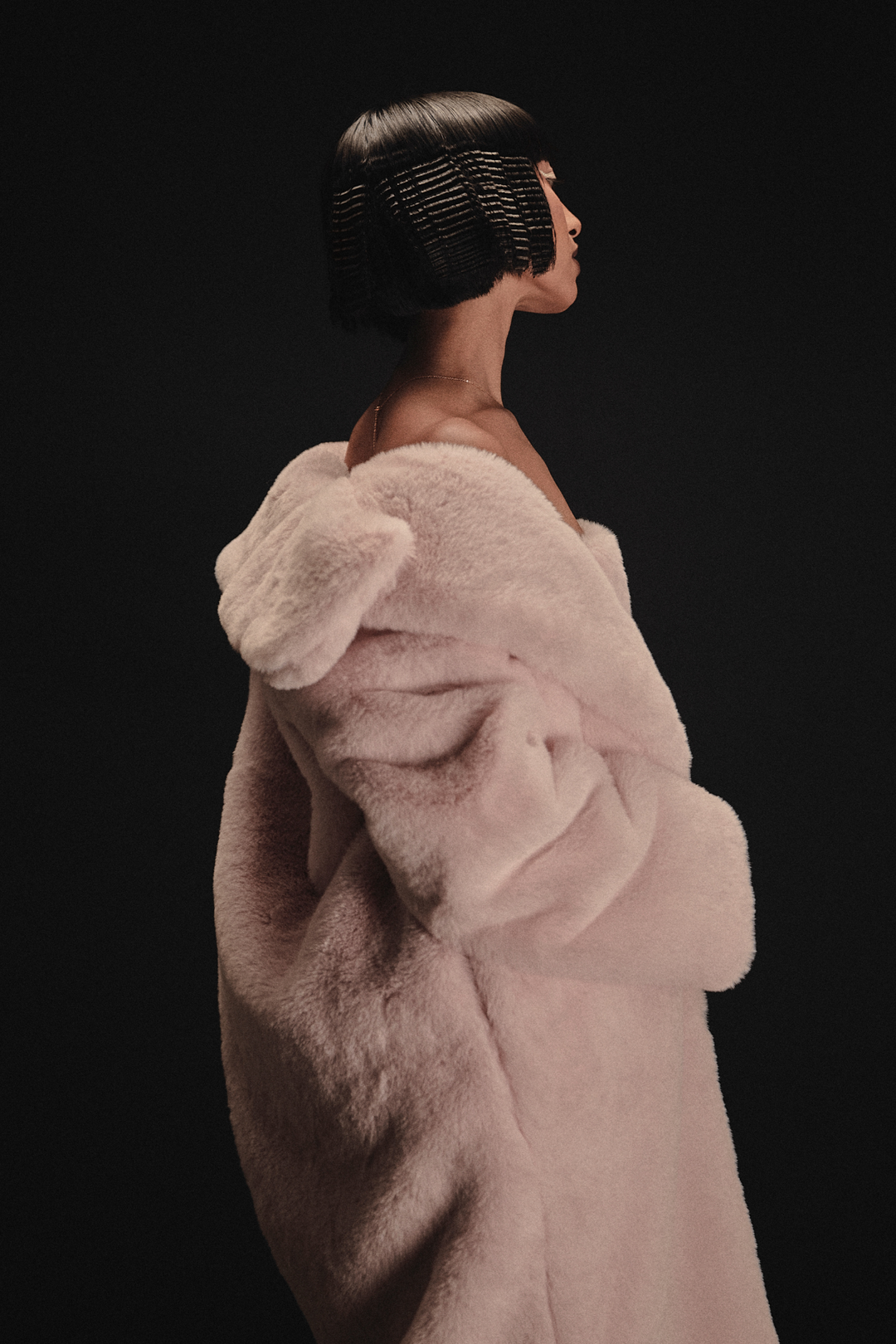 Lolly Faux Fur Long Jacket & Skirt Set