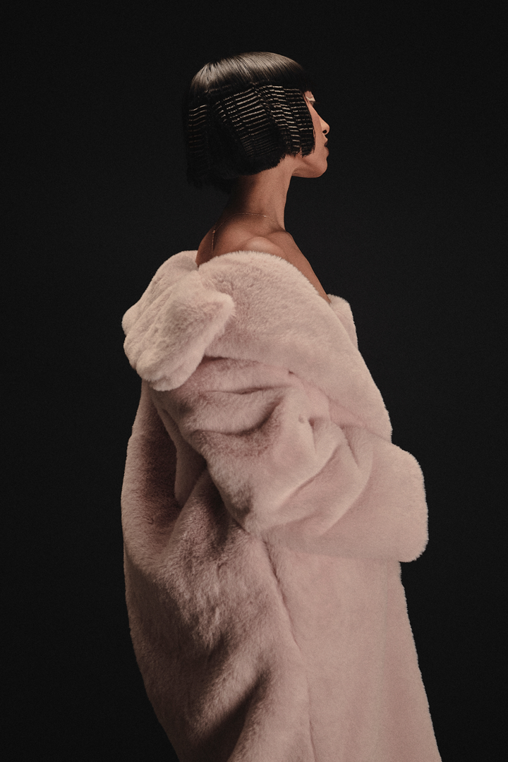 Lolly Faux Fur Long Jacket & Skirt Set