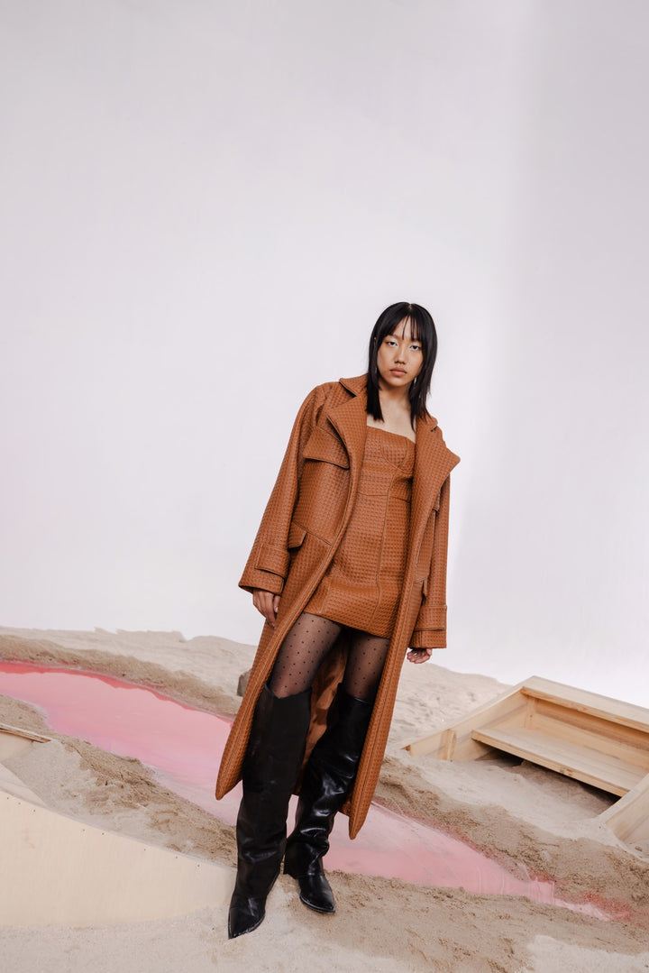 DORA CACAO OVERSIZED JACKET WITH MINI SHEATH DRESS