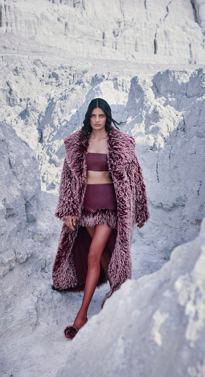 MARA SHAGGY FAUX FUR & LEATHER SET