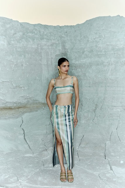 MINTY STRIPE LEATHER SET