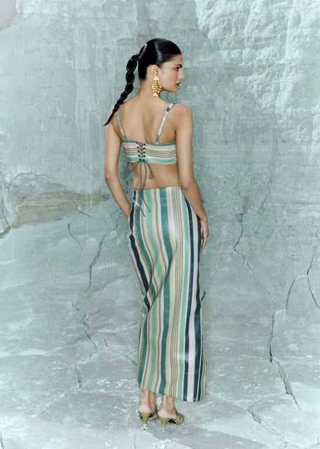 MINTY STRIPE LEATHER SET