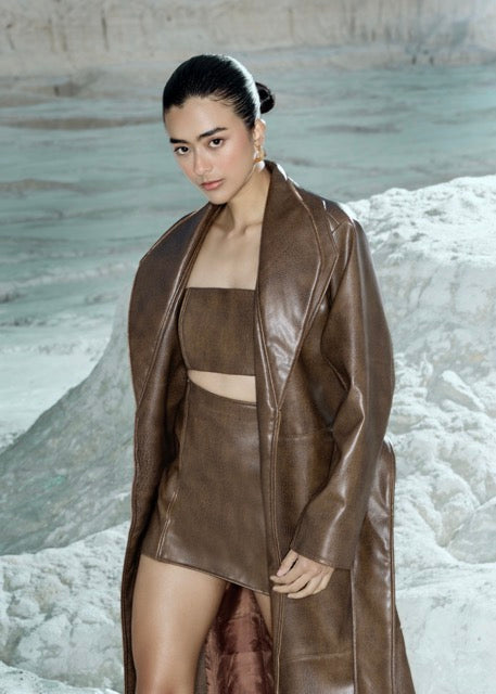 VALERIA LEATHER TRENCH SET