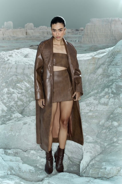 VALERIA LEATHER TRENCH SET