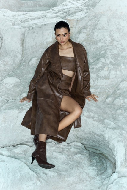 VALERIA LEATHER TRENCH SET