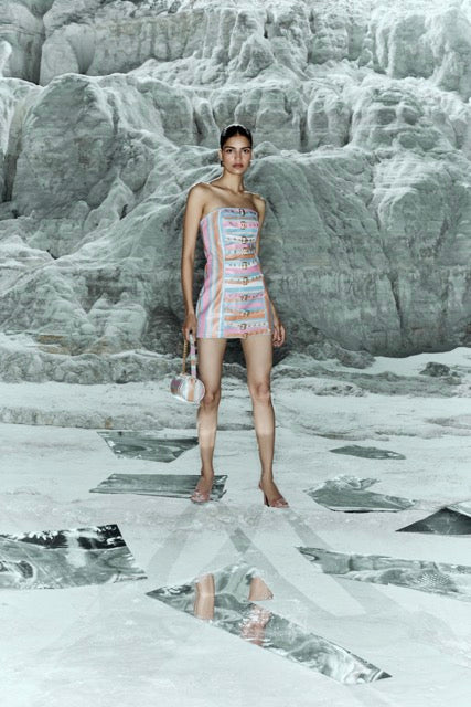 AYLA STRIPED BUCKLE DRESS