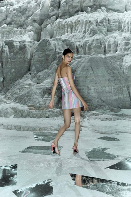 AYLA STRIPED BUCKLE DRESS