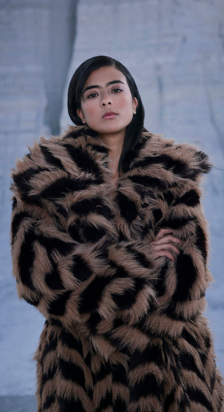 CLEO CHEVRON FAUX FUR SET