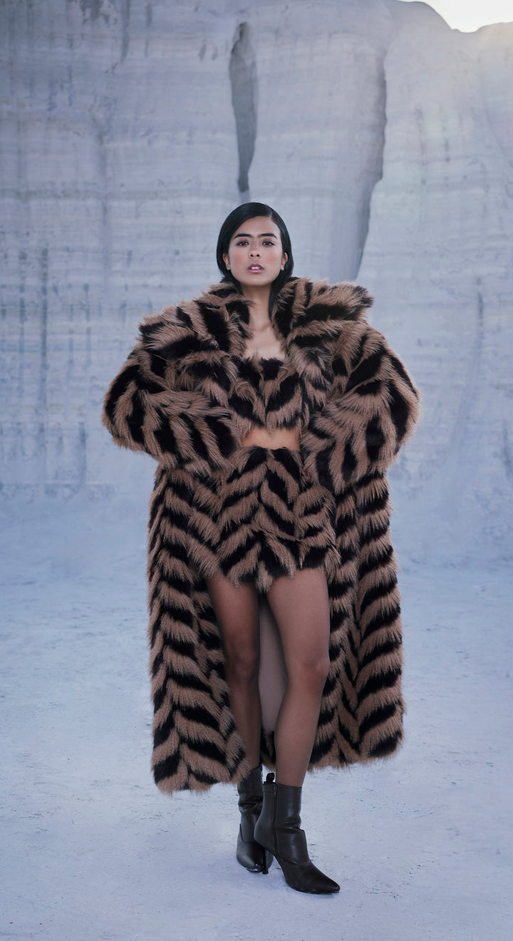 CLEO CHEVRON FAUX FUR SET