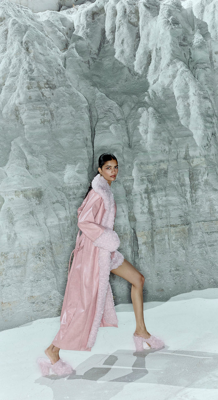 FLARE LEATHER TRENCH SET