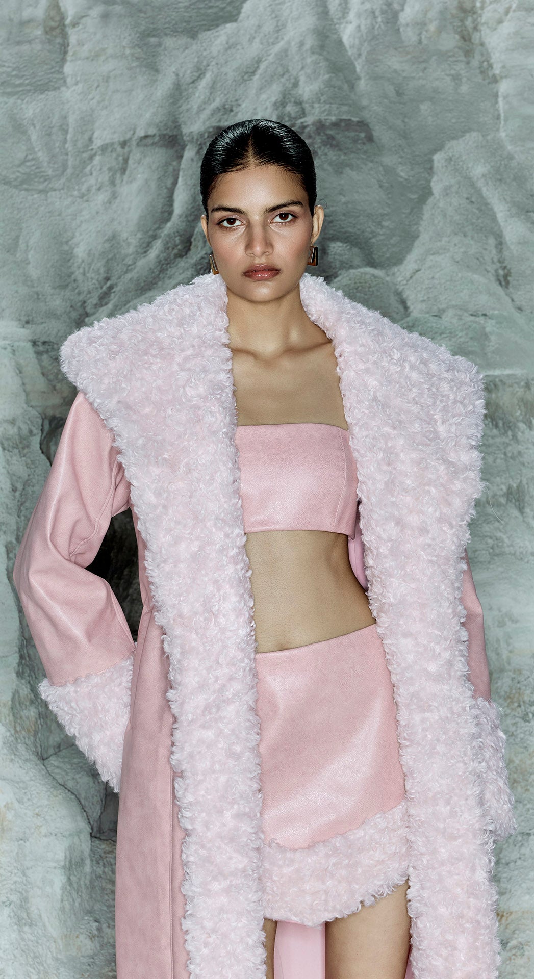 FLARE LEATHER TRENCH SET