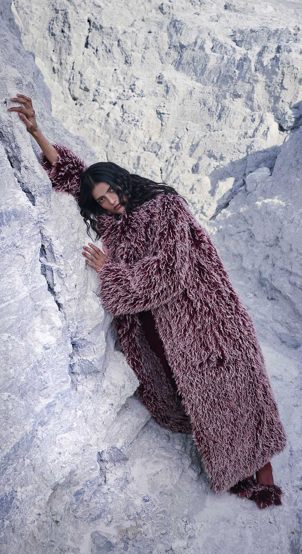 MARA SHAGGY FAUX FUR & LEATHER SET