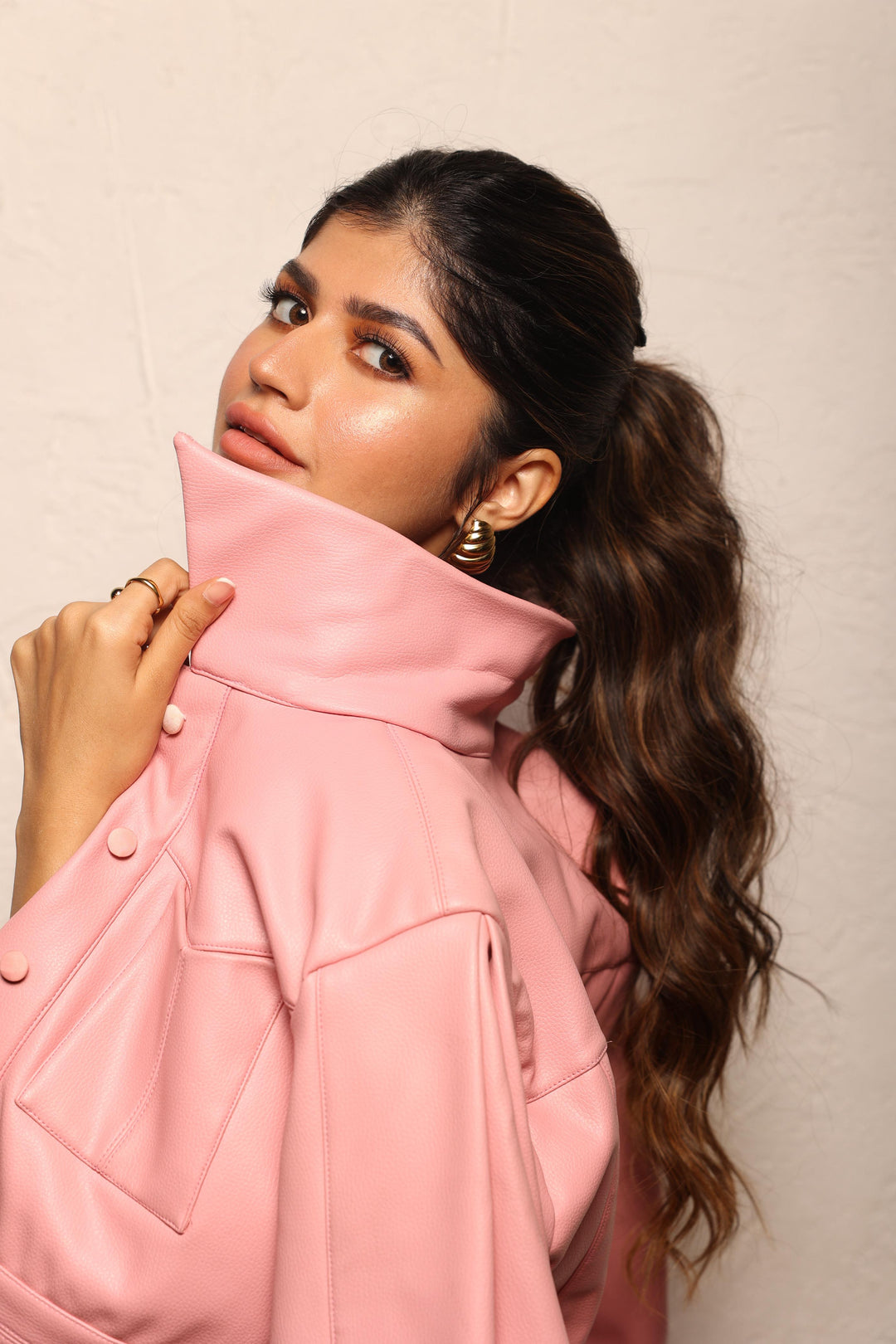 KOA BLUSH CROPPED JACKET WITH MATCHING BANDEAU & MINI SKIRT