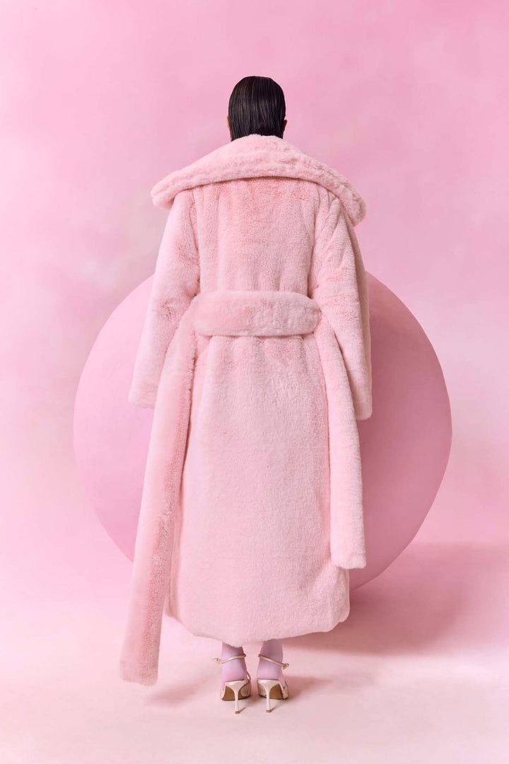 Lolly Faux Fur Long Jacket & Skirt Set