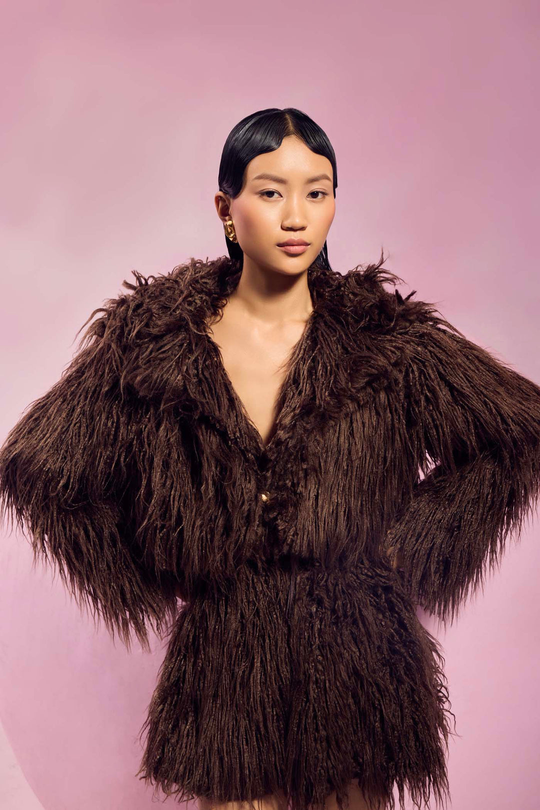 Nest Faux Fur Crop Jacket & Skirt Set