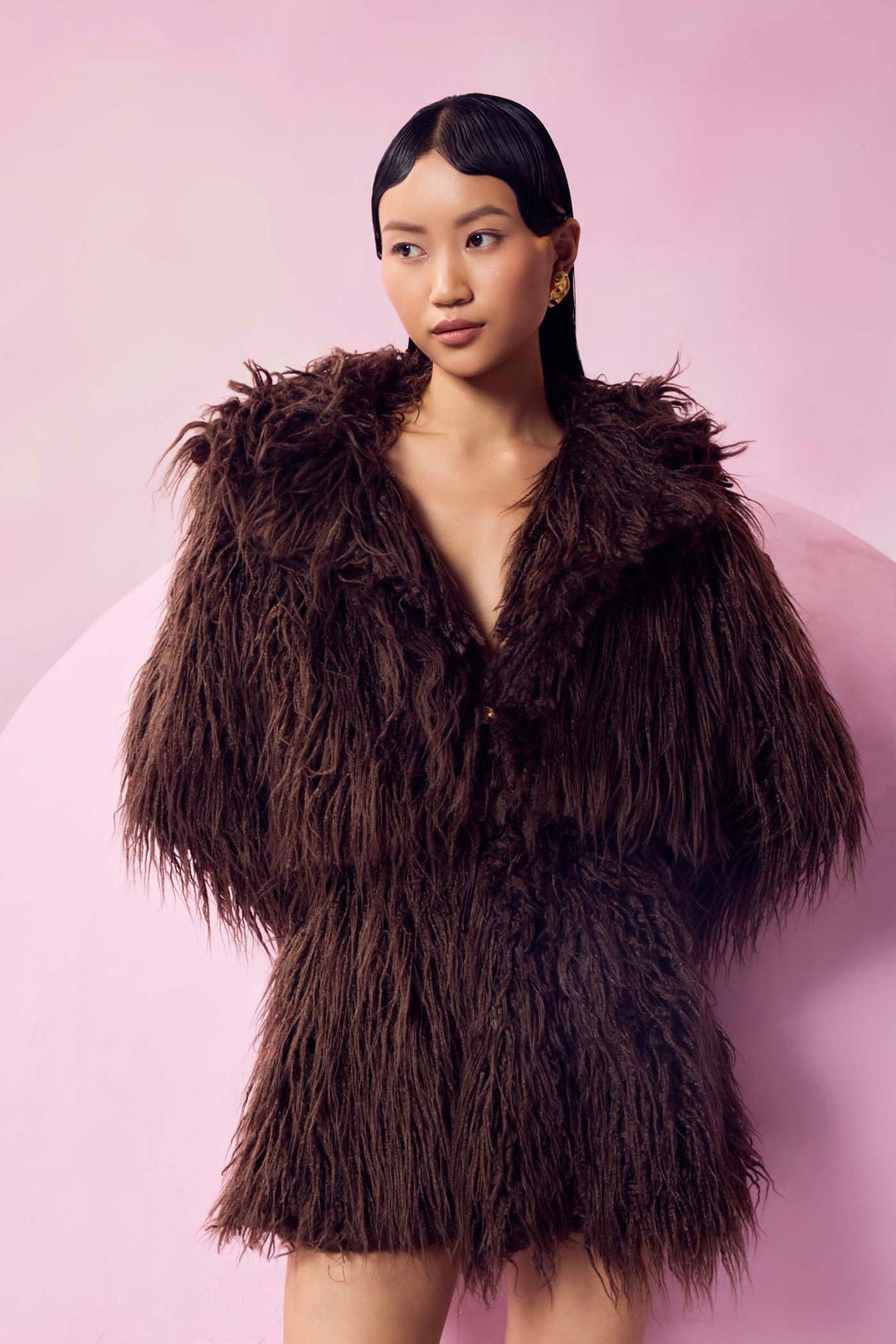 Nest Faux Fur Crop Jacket & Skirt Set