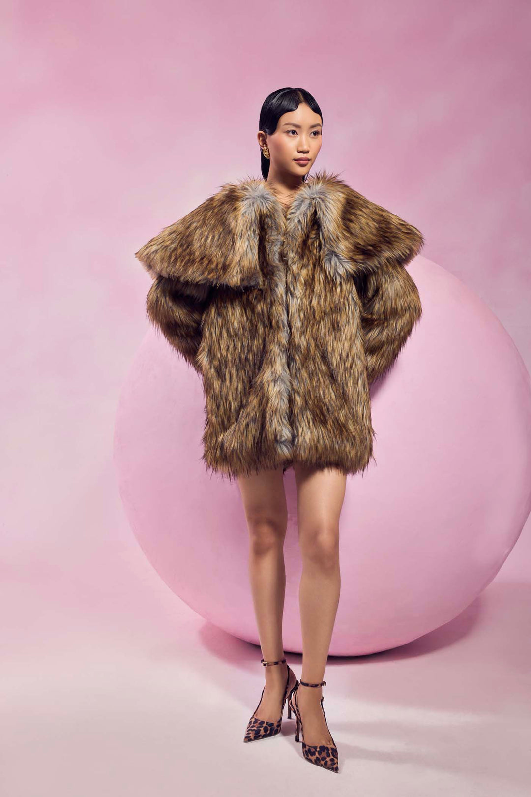 Hazel Brown Faux Fur Peacoat