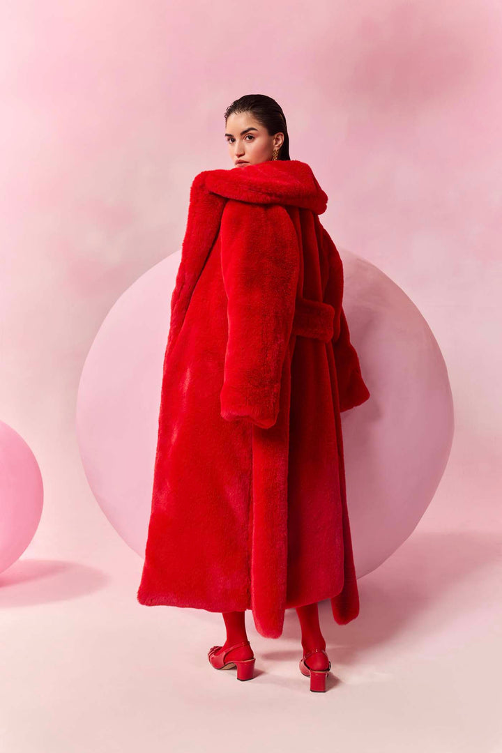 Scarlet Fur Trench Set