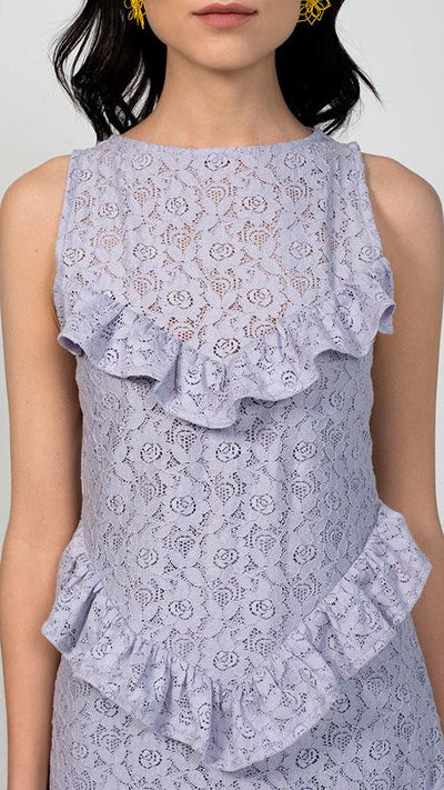 Lilac Solid Lace Dress Long