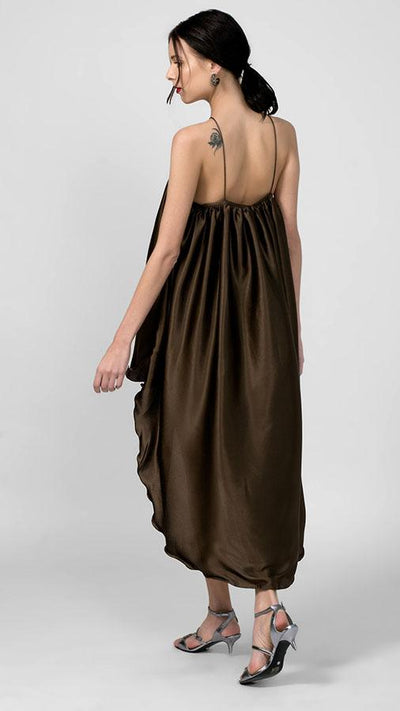 Brown Satin Dress