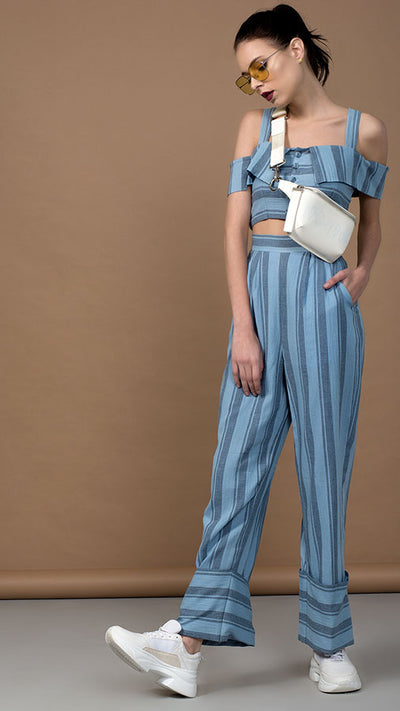 Pastel Blue Yarn Dyed Cotton Co-ord